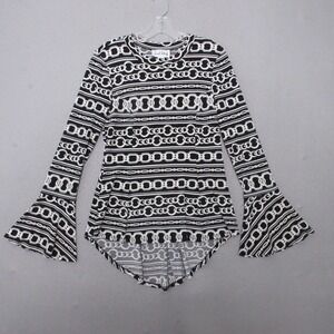 Joseph Ribkoff Top Tunic 10 Chain Print‎ Bell Sleeve Event Party Career Flowy